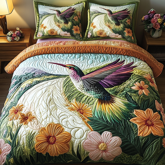 Hummingbird Flight 3-Piece Quilted Bedding Set NCU0VL2137