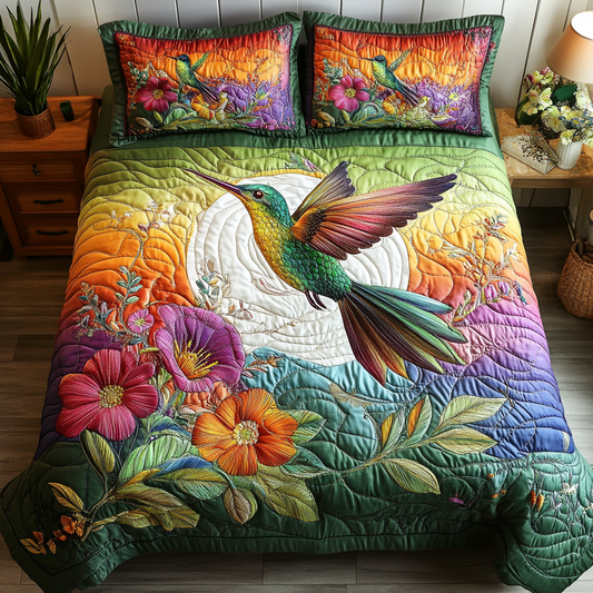 Hummingbird Garden 3-Piece Quilted Bedding Set NCU0DK11043