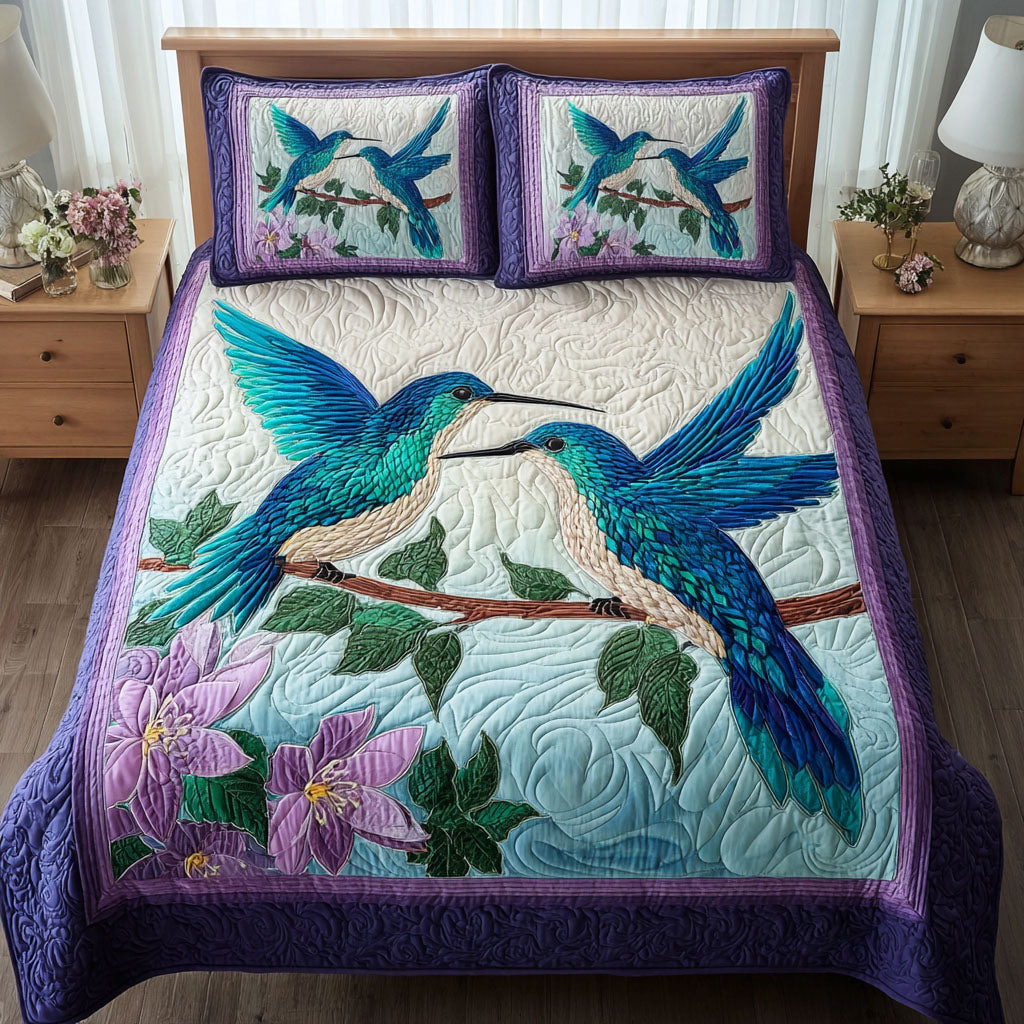 Hummingbird Garden 3-Piece Quilted Bedding Set NCU0DK11564