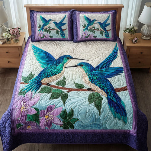 Hummingbird Garden 3-Piece Quilted Bedding Set NCU0DK11564