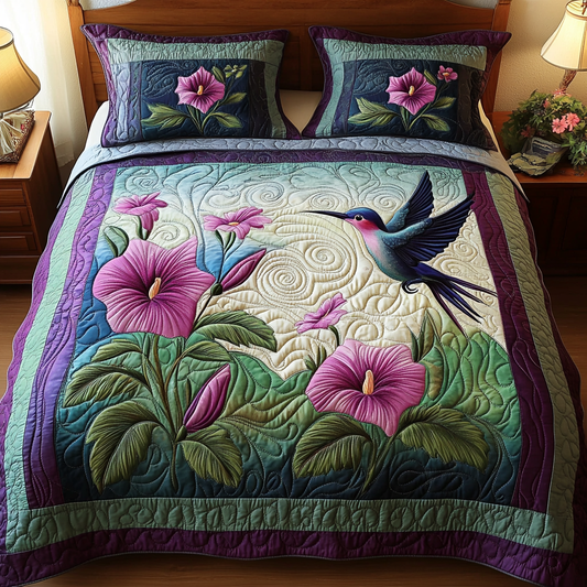 Hummingbird Garden 3-Piece Quilted Bedding Set NCU0DK7390