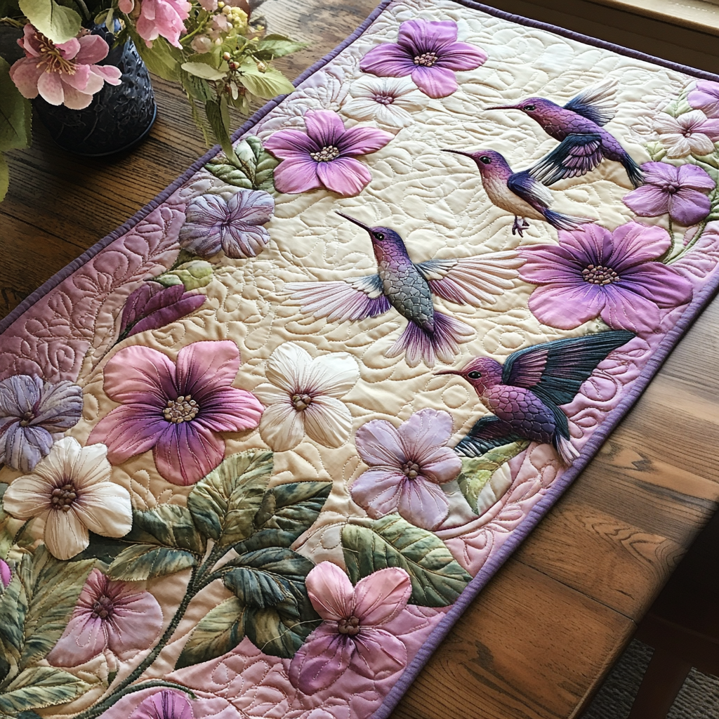 Hummingbird Garden Quilted Table Runner NCU0DV1117