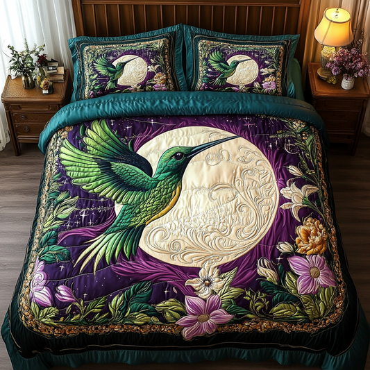 Hummingbird Glow 3-Piece Quilted Bedding Set NCU0DK8527