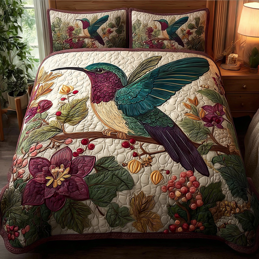 Hummingbird Grace 3-Piece Quilted Bedding Set NCU0DK10348