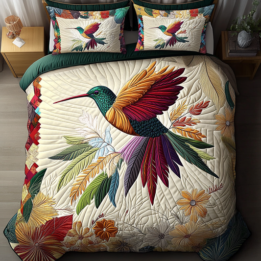Hummingbird Harmony 3-Piece Quilted Bedding Set NCU0VL918