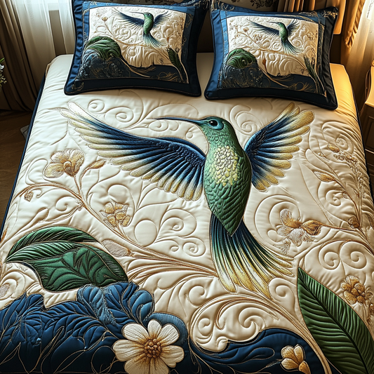 Hummingbird Haven 3-Piece Quilted Bedding Set NCU0DV5387