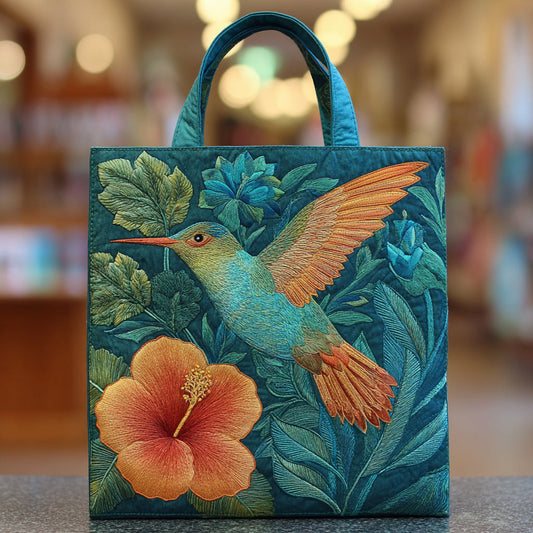 Hummingbird Hibiscus Quilted Tote Bag NCU0HH299