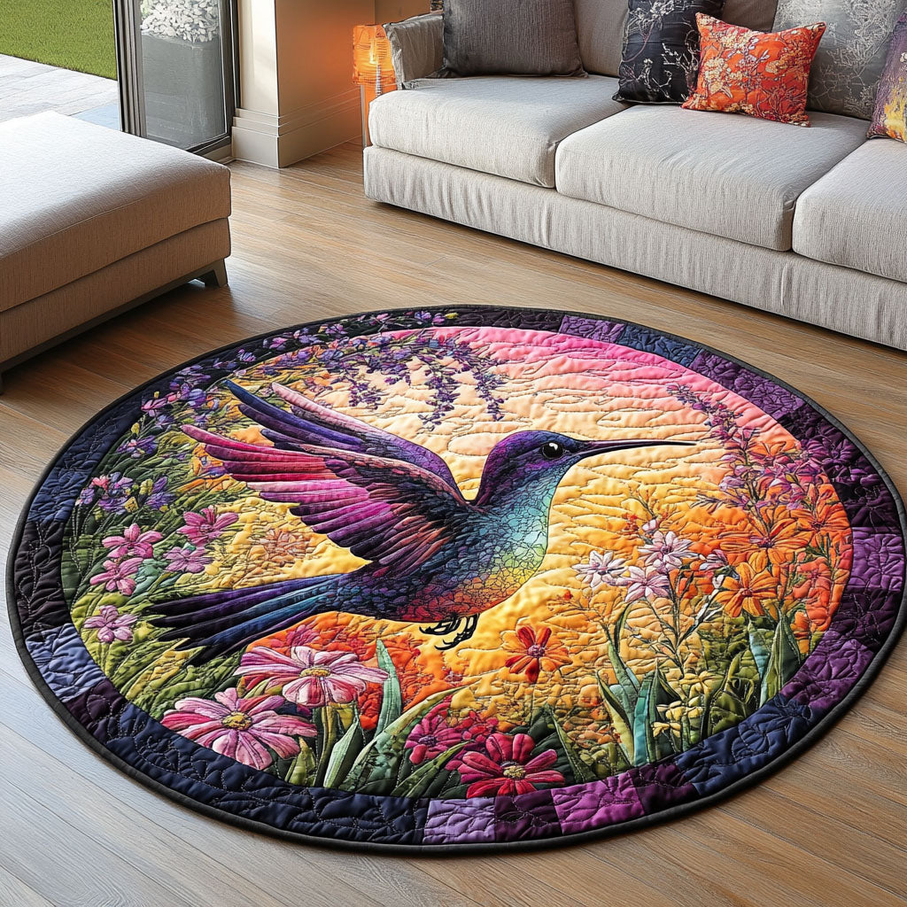 Round Hummingbird Rug Hummingbird Hues Quilted Round Mat NCU0PT1197 – Vantique