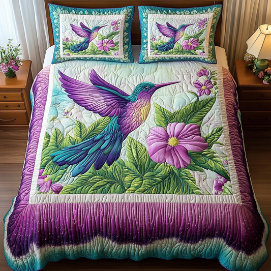 Hummingbird Joy 3-Piece Quilted Bedding Set NCU0DK8529