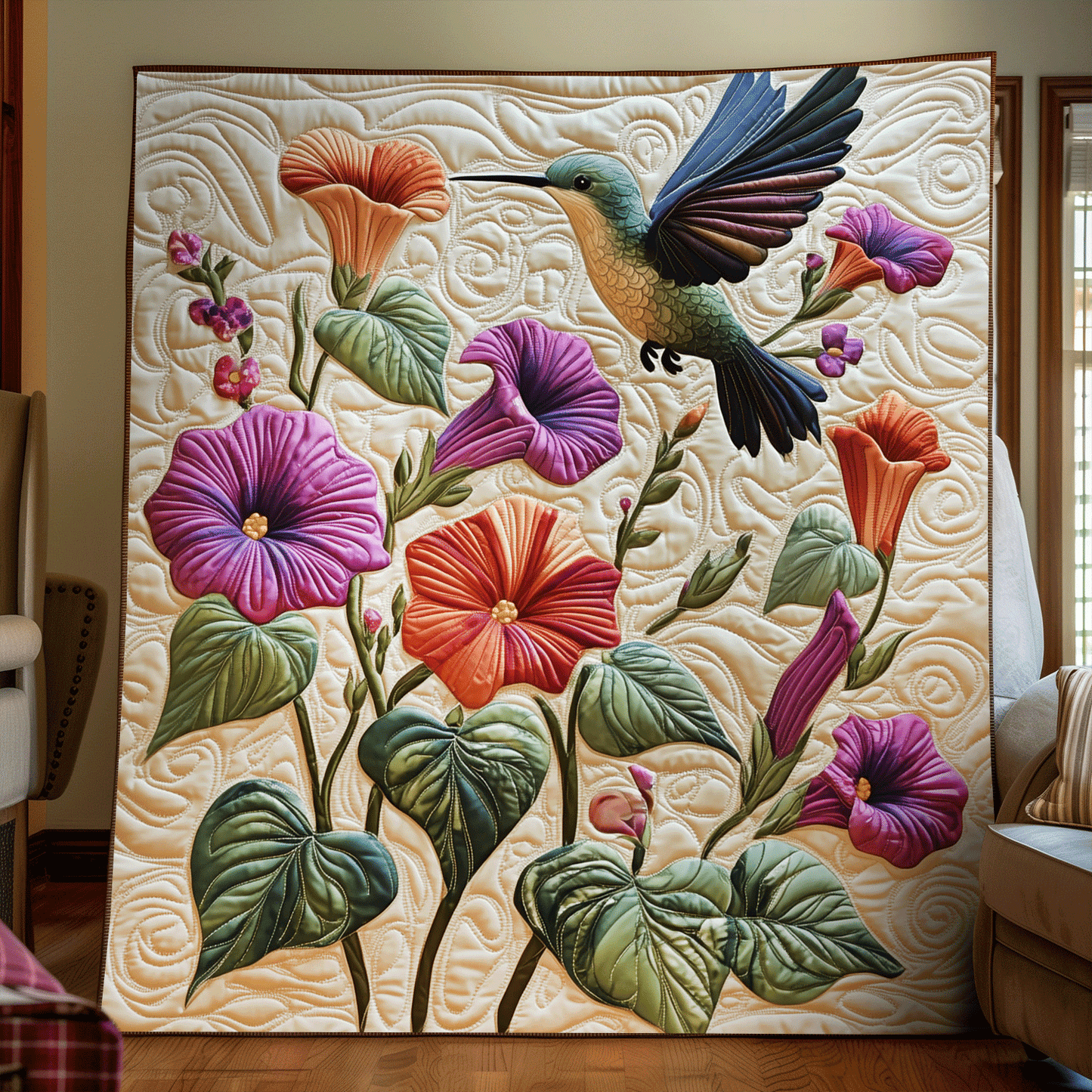 Hummingbird Kiss Quilted Blanket NCU0DV1124