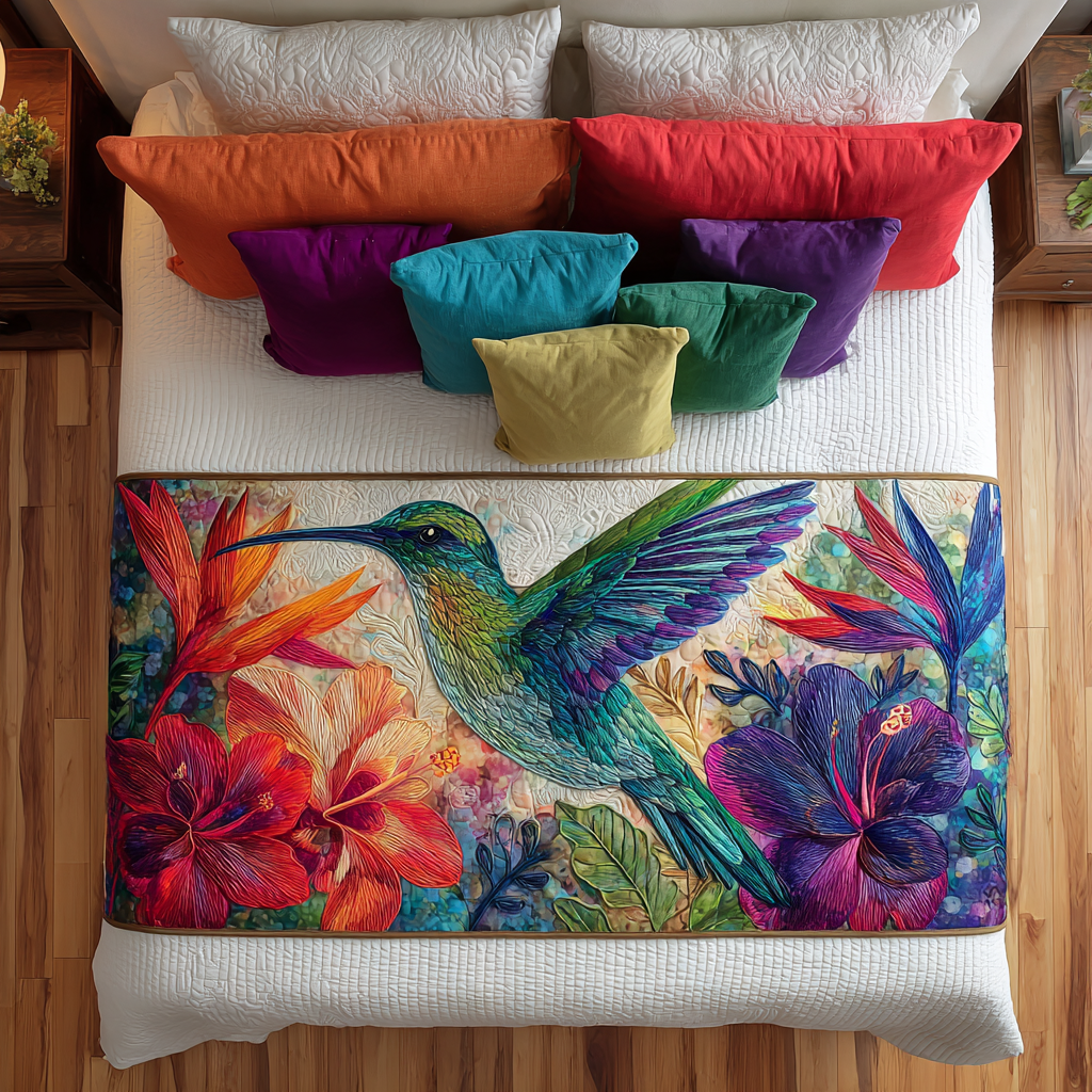 Hummingbird Magic Quilted Bed Runner NCU0DK8906