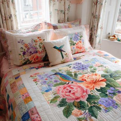 Hummingbird Meadow 3-Piece Quilted Bedding Set NCU0DV9353