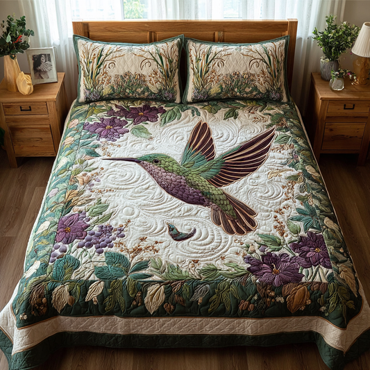 Hummingbird Song 3-Piece Quilted Bedding Set NCU0DK8521
