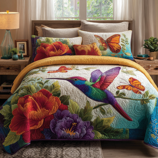 Hummingbird Spirit 3-Piece Quilted Bedding Set NCU0DK11042