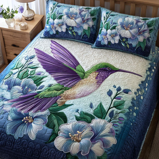 Hummingbird Spirit 3-Piece Quilted Bedding Set NCU0DK11563
