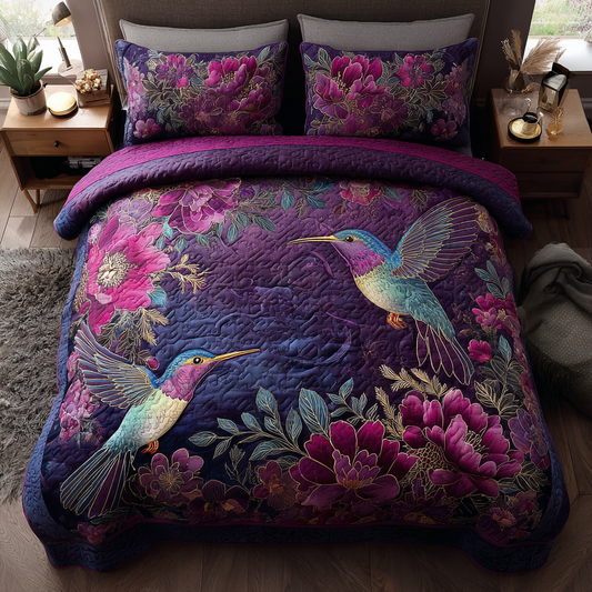 Hummingbird Whisper 3-Piece Quilted Bedding Set NCU0DK8534