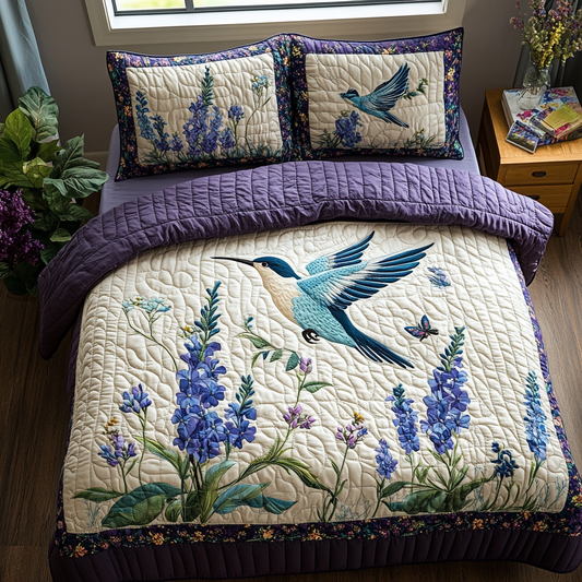 Hummingbird Whispers 3-Piece Quilted Bedding Set NCU0DV5975