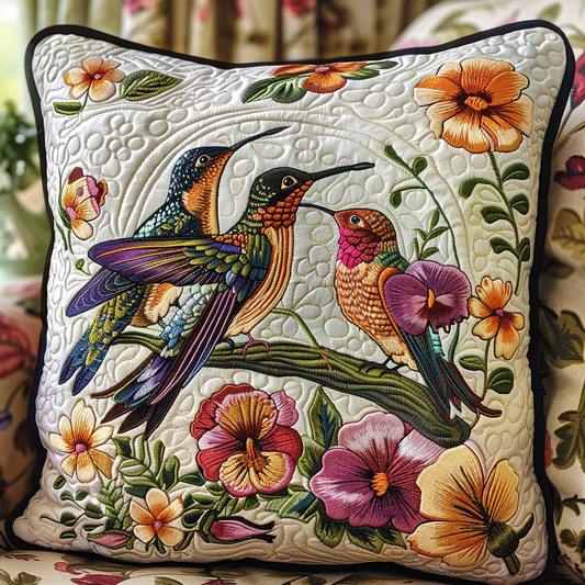 Hummingbirds Family Quilted Pillow Case NCU0TH104