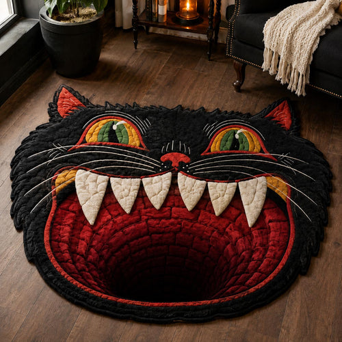 Hungry Halloween Cat Custom Shape Area Rug NCU0DV9844