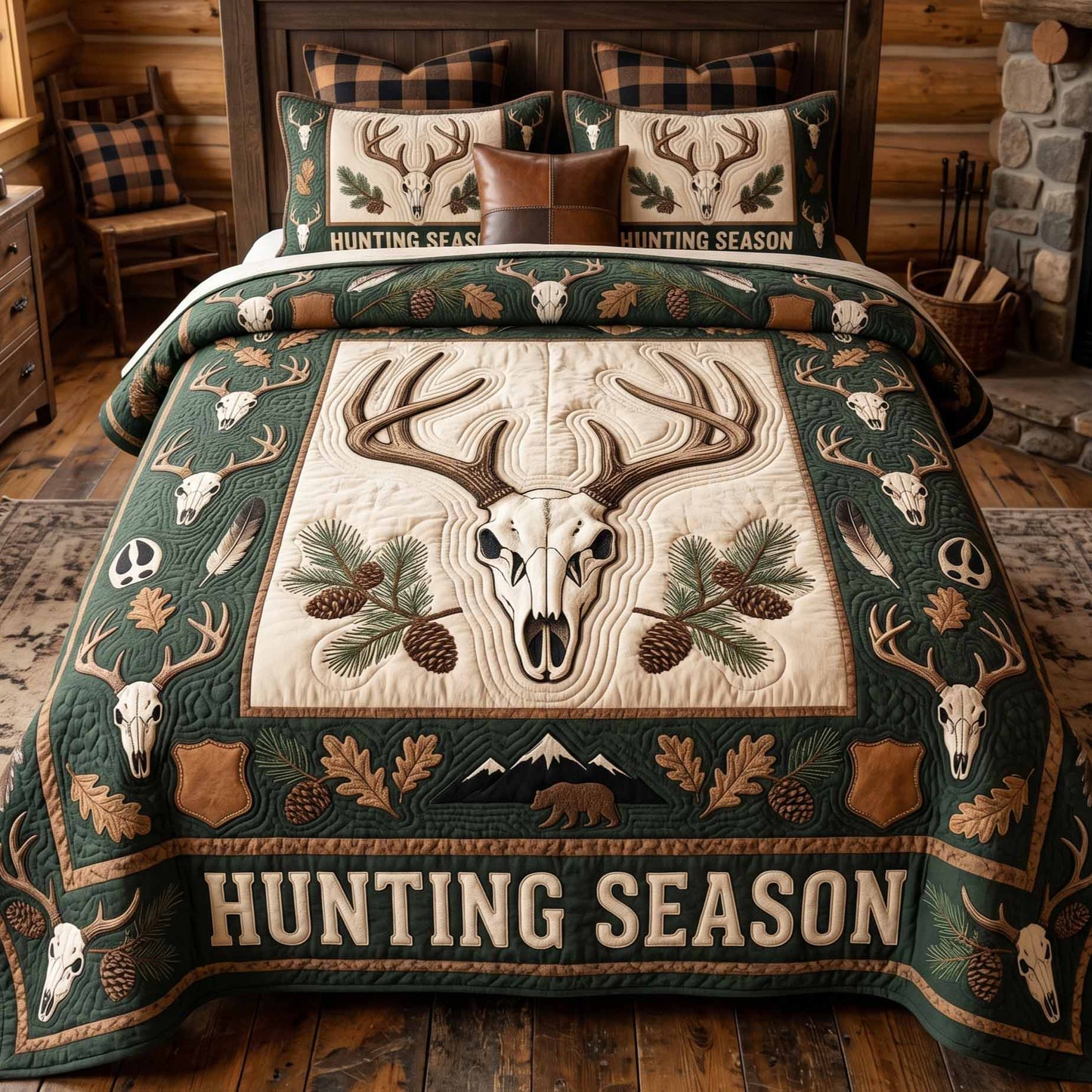 Hunting Season 3-Piece Quilted Bedding Set NCU0XD2837