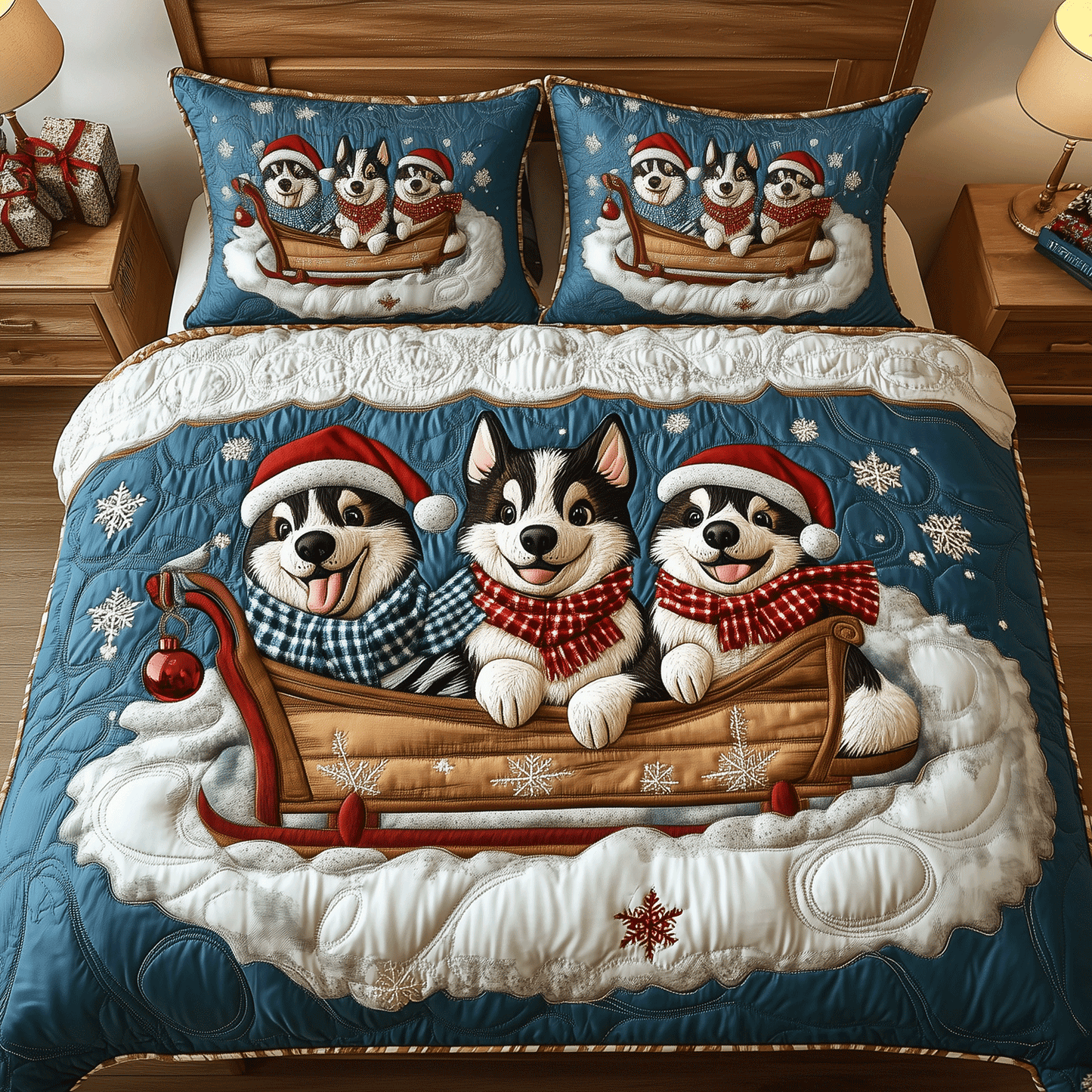 Husky Cheer 3-Piece Quilted Bedding Set NCU0TH2334