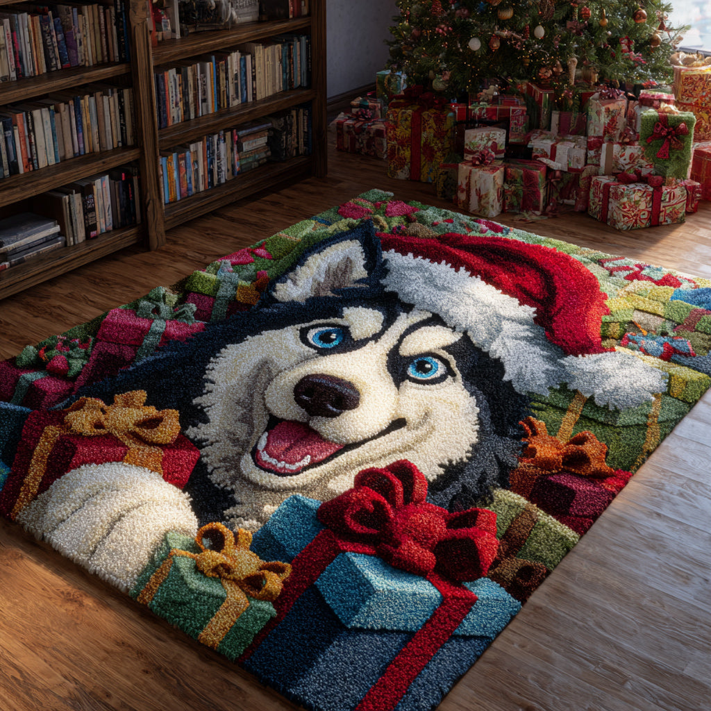 Husky Festive Gifts Area Rug NCU0HH1384 – Vantique