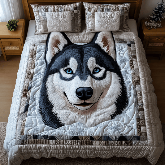 Husky Frosty Adventures 3-Piece Quilted Bedding Set NCU0TH2540