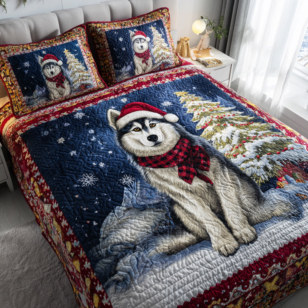 Husky Holiday Joy 3-Piece Quilted Bedding Set NCU0HH995