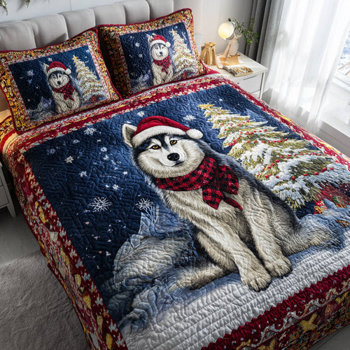 Husky Holiday Joy 3-Piece Quilted Bedding Set NCU0HH995