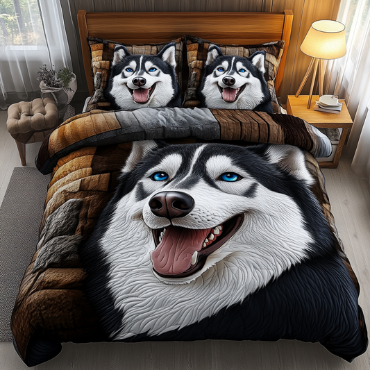 Husky Journey 3-Piece Quilted Bedding Set NCU0DK7430