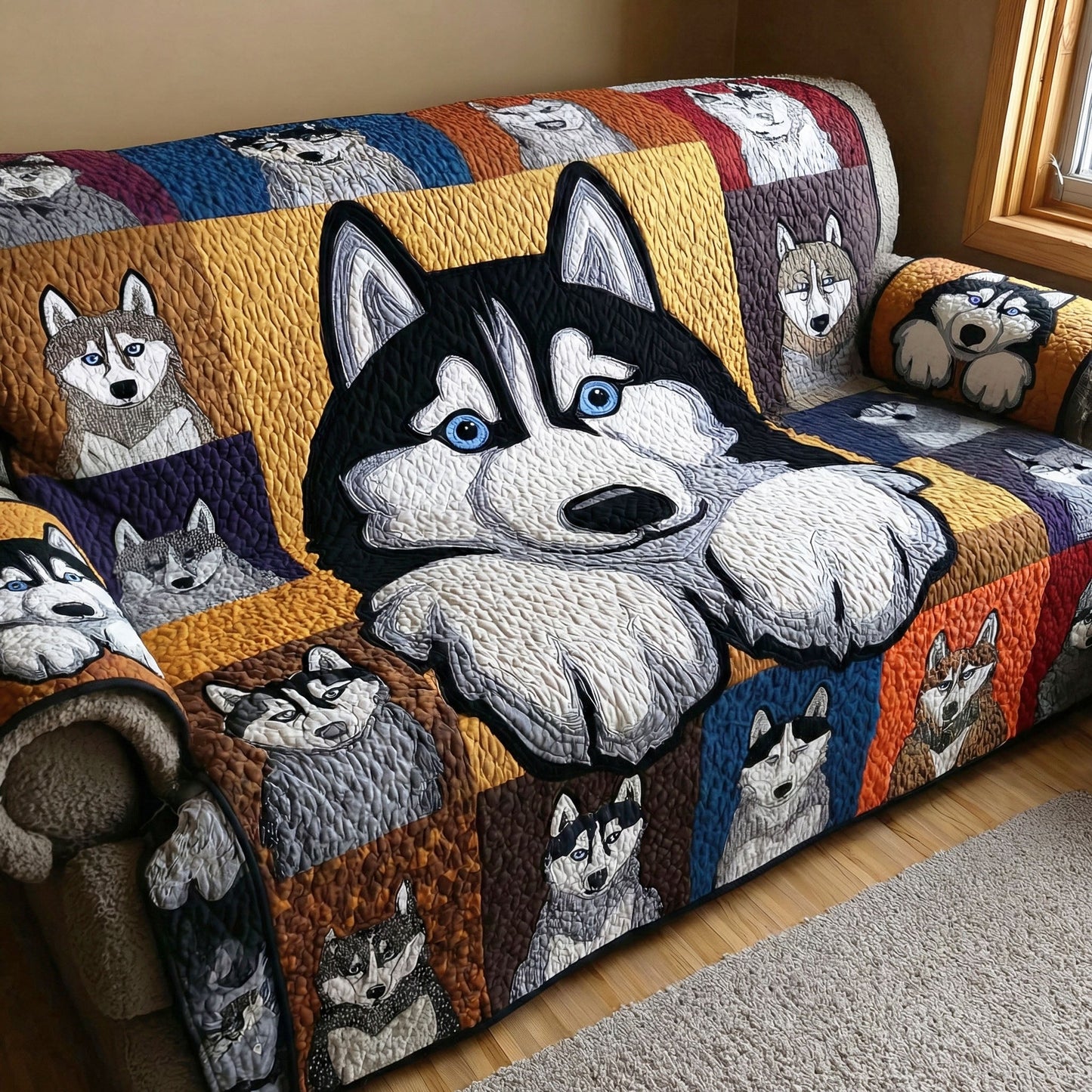 Husky Mood Quilted Sofa Cover NCU0TD2210