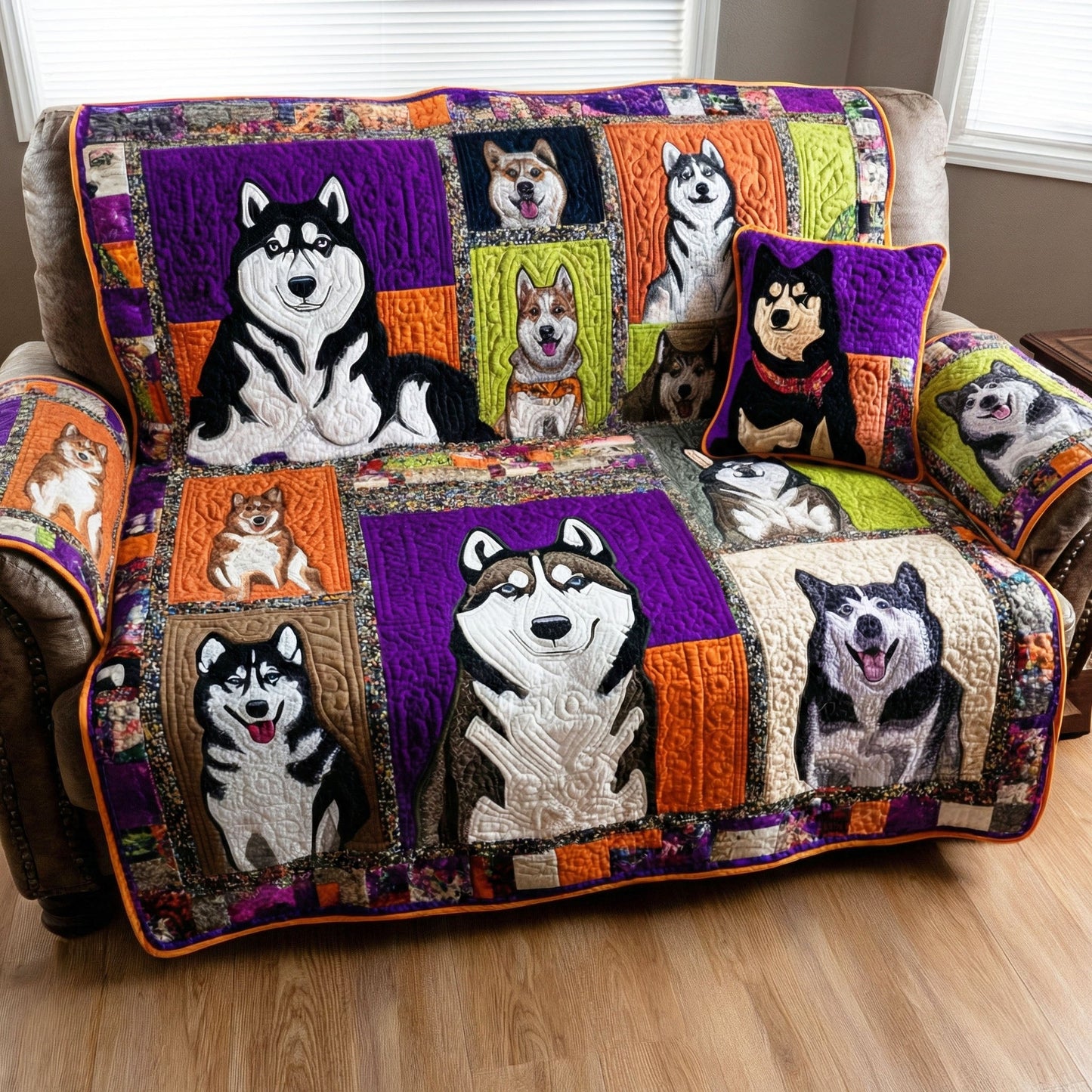 Husky Pals Quilted Sofa Cover NCU0TD2212