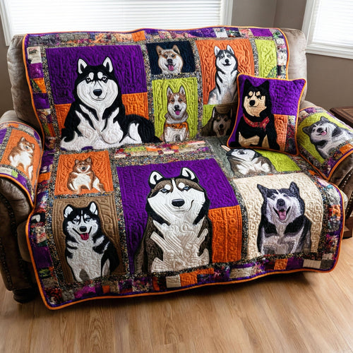 Husky Pals Quilted Sofa Cover NCU0TD2212