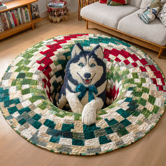 Husky Sleigh Quilted Round Mat NCU0TD854