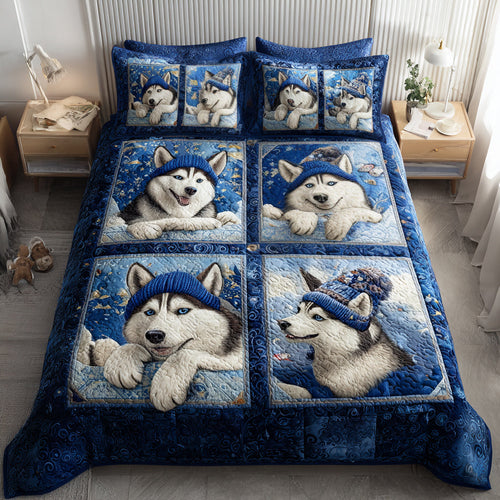 Husky Snow Tale 3-Piece Quilted Bedding Set NCU0HH996