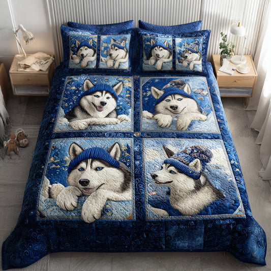 Husky Snow Tale 3-Piece Quilted Bedding Set NCU0HH996
