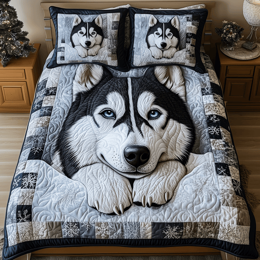 Husky Snowstorm 3-Piece Quilted Bedding Set NCU0TH2543