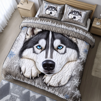 Husky Spirit 3-Piece Quilted Bedding Set NCU0DK7426