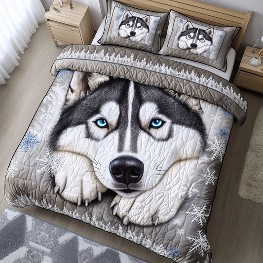 Husky Spirit 3-Piece Quilted Bedding Set NCU0DK7426