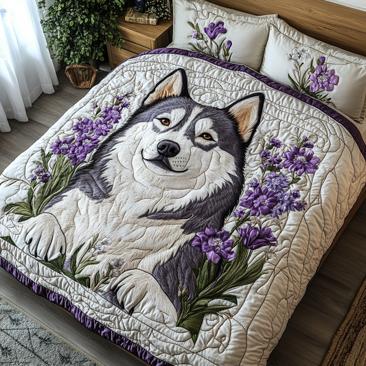 Husky Vibes 3-Piece Quilted Bedding Set NCU0DK7432