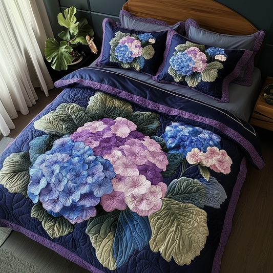 Hydrangea Bloom 3-Piece Quilted Bedding Set NCU0VH3465