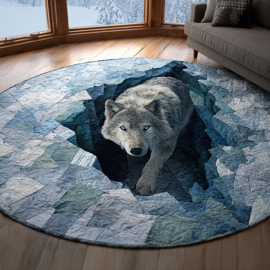 Ice Wolf Quilted Round Mat NCU0DV7878