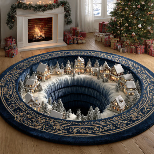 Icy Christmas Village Round Carpet NCU0HH1118