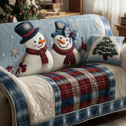 Icy Kiss Snowman Quilted Sofa Cover NCU0TH3796