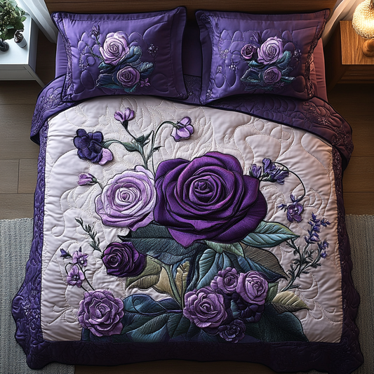 Indigo Blossom Dream 3-Piece Quilted Bedding Set NCU0DV3860