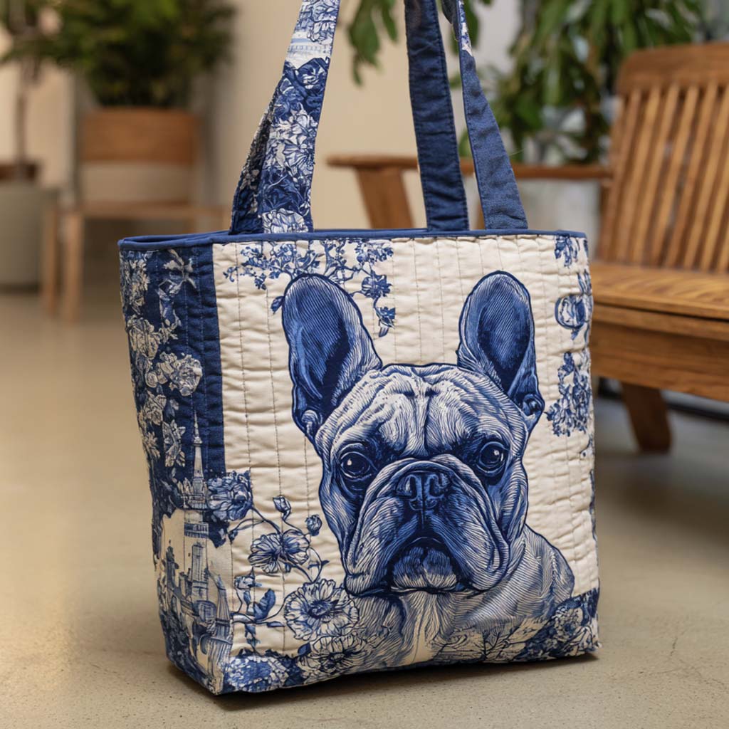 Indigo Bulldog Bold Quilted Tote Bag NCU0XD373