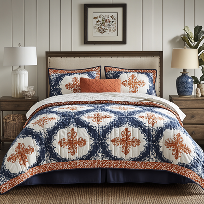 Indigo Charm 3-Piece Quilted Bedding Set NCU0VL1011