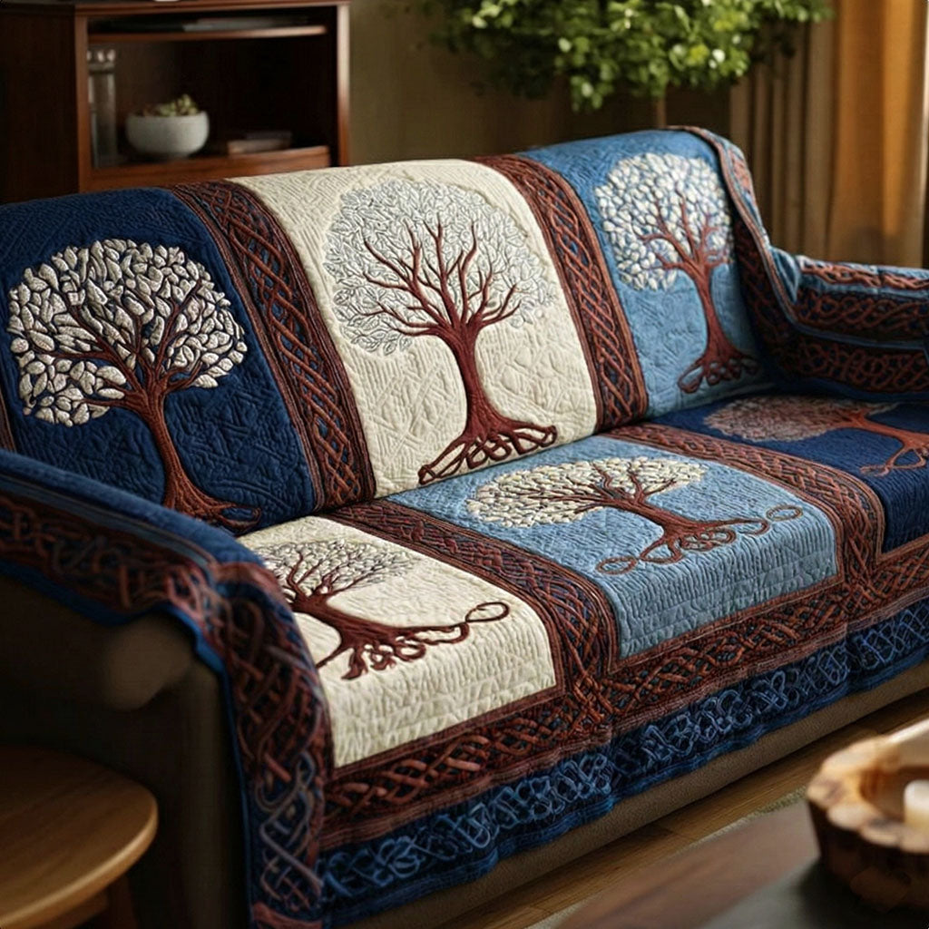 Indigo Nature Roots Quilted Sofa Cover NCU0NT12060