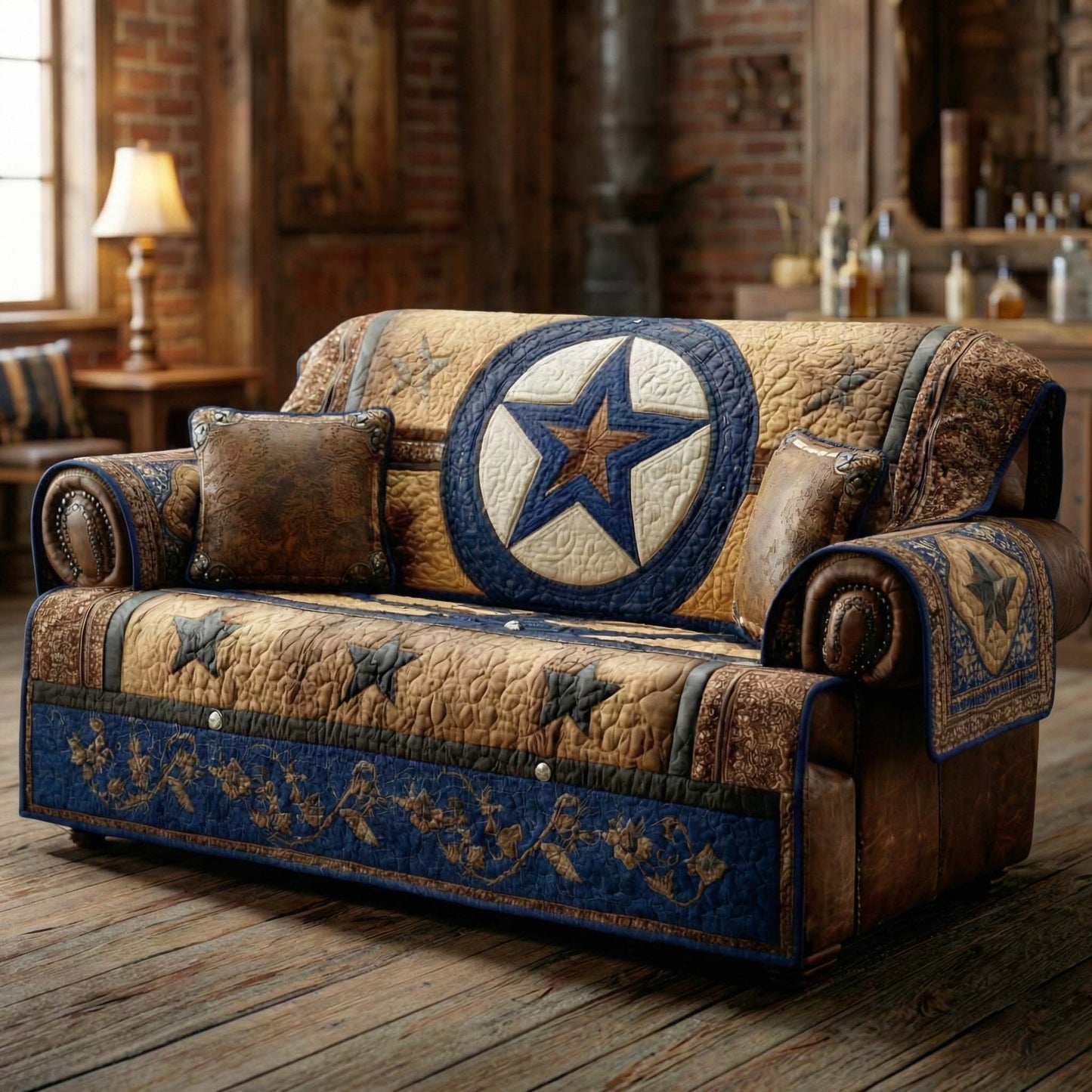 Indigo Star Quilted Sofa Cover NCU0XD2251