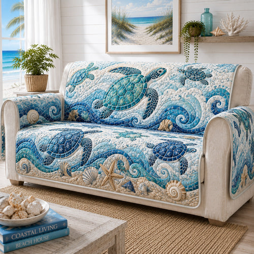 Indigo Swirl Voyagers Quilted Sofa Cover NCU0VL3942